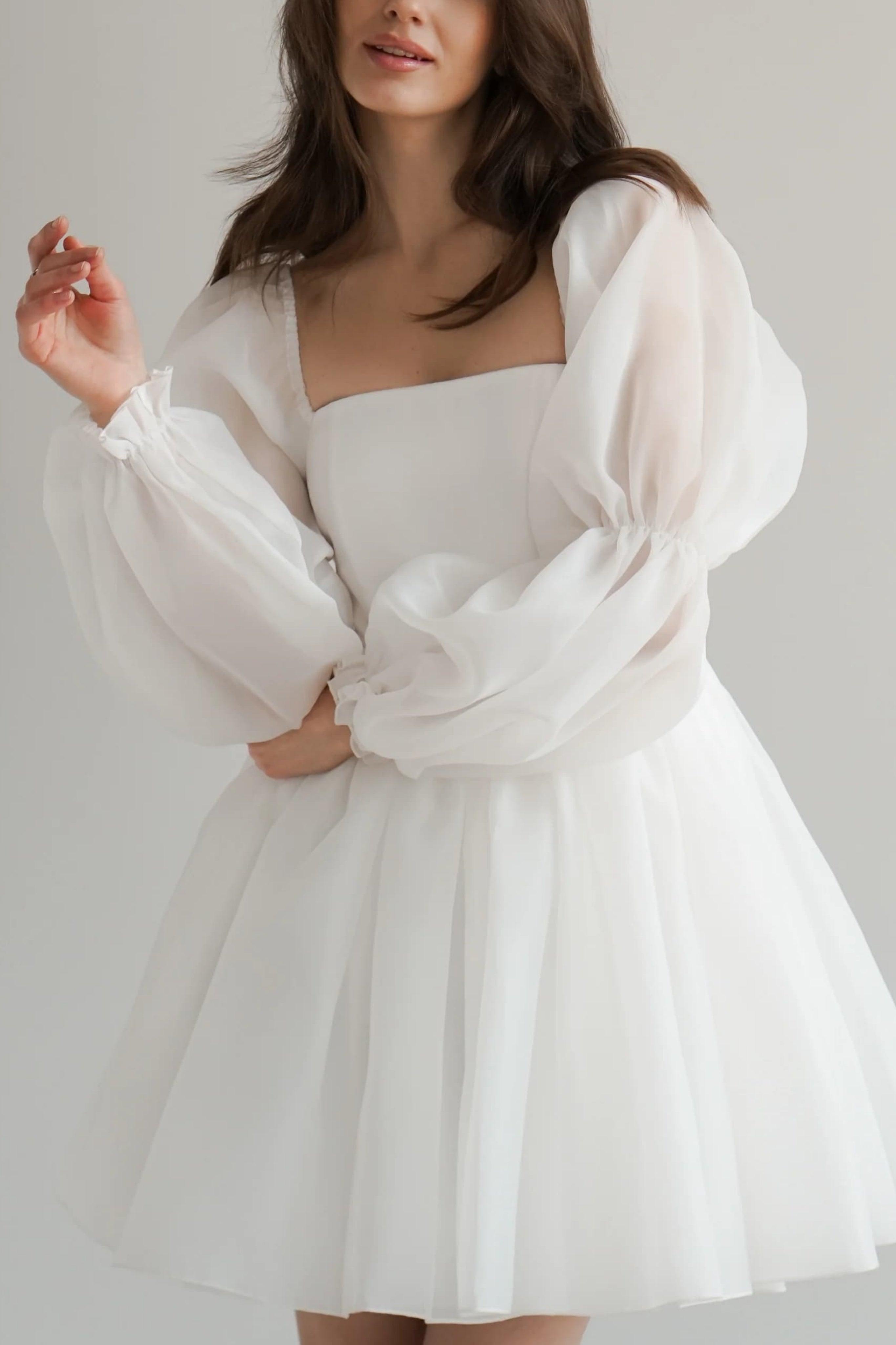 A-Line Mini Polyester Little White Dress 968801127056 - 15 Days / Ivory / US0-UK2-EUR30 - COCOMELODY